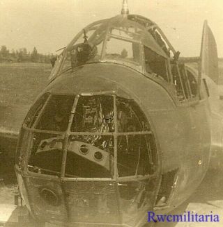 Best Front View Of Shot Down Luftwaffe Ju - 88 Bomber In Field