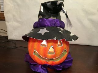 12 " Fiber Optic Pumpkin W Hat,  Indoor,  Color Change W Box,  W Wizard Hat