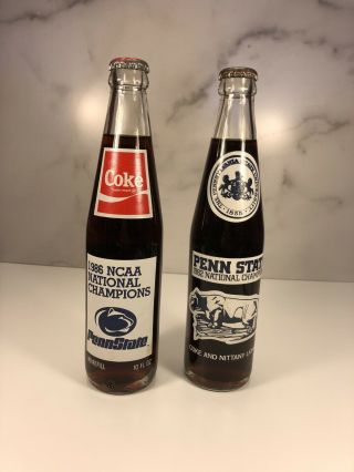 Penn State Coke Bottles 1982 & 1986 Ncaa National Championship