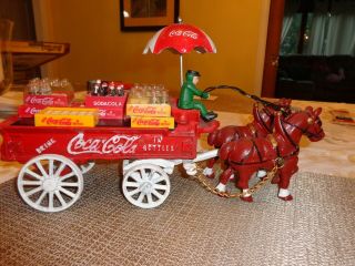 Vintage Cast - Iron Coca - Cola Horse - Drawn Wagon In.