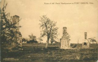 C - 1910 Fort Gibson Oklahoma Ruins Davis Headquarters Rppc Photo Postcard 11401