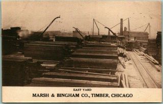 1908 Chicago Illinois Advertising Postcard Marsh & Bingham Co Timber " East Yard "