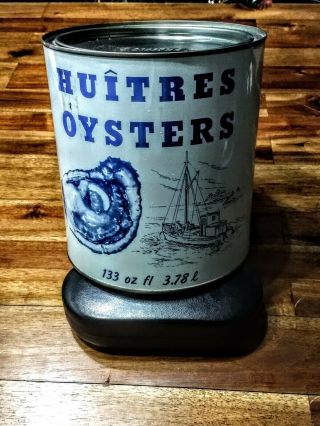 Vintage Huitres Oyster One Gallon Can Maryland