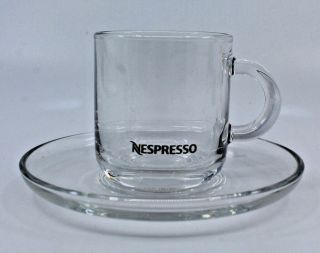 Nespresso Glass Espresso Demitasse Coffee Mug Cup Saucer Set Clear Konstantin