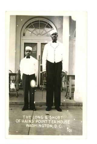 Rppc Tall & Short Black Men At Haines Point Tea House Washington,  Dc Pm1939