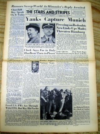 1945 Stars & Stripes WW II newspaper Photo Italy DICTATOR BENITO MUSSOLINI DEAD 3