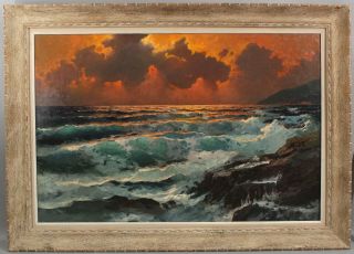 Antique ALEXANDER DZIGURSKI California Western Luminist Sunset Seascape Painting 2
