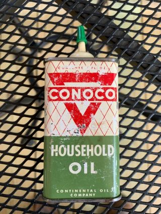 Vintage CONOCO (3) HOUSEHOLD OIL (1) LIGHTER FLUID Cans 2