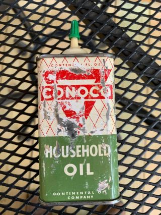 Vintage CONOCO (3) HOUSEHOLD OIL (1) LIGHTER FLUID Cans 3
