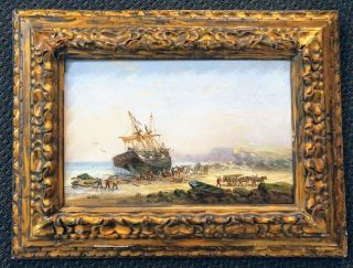 Auguste Ballin,  Boulogne Sur Mer In France 1880,  Oil Canvas,  Framed
