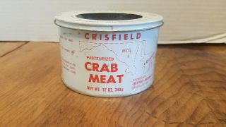 Vintage Crisfield Packing Co.  Crab Meat Tin Can & Lid Crisfield Maryland Map