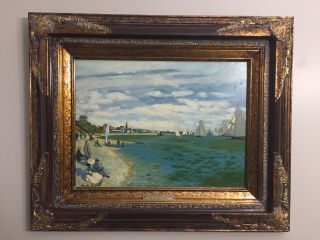 Claude Monet Beach Regatta Sainte - Addresse Brushstrokes French Artwork Painting