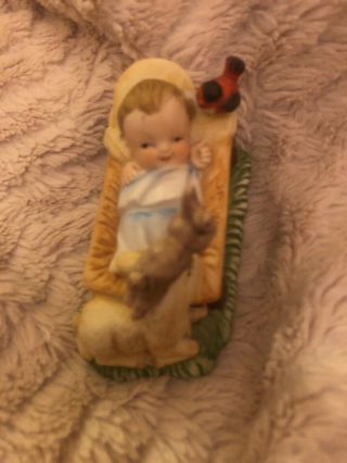 Vintage Creative Art Flowers Co.  Baby Jesus Bird Rabbit Lamb Christmas Nativity