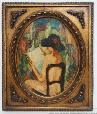 Vintage Signed Barbara A Wood American Nude Woman Portrait Oil Painting