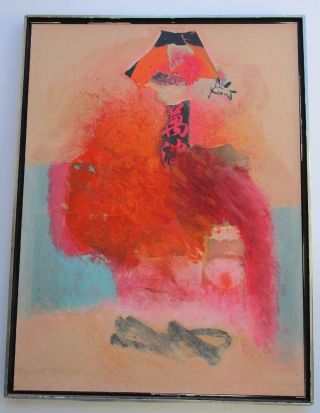 LARGE ABSTRACT EXPRESSIONISM PAINTING MODERNISM SIGNED CHINESE INFLUENCED GIBBS 2