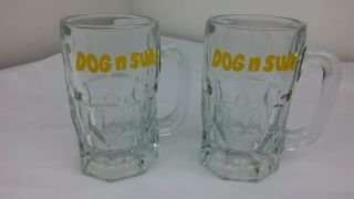 2 - Vintage Dog N Suds Root Beer Mug Large Mug Heavy Glass 6 " Tall