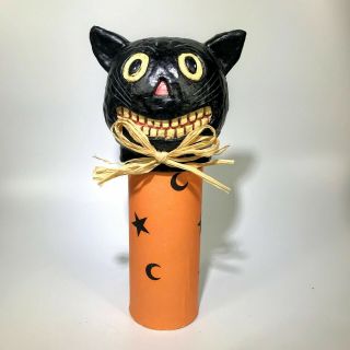 Midwest Of Cannon Falls Vintage Halloween Paper Mache Black Cat Candy Container
