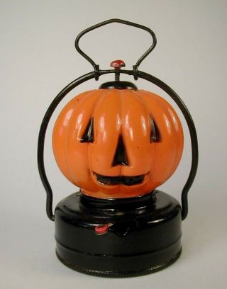 Vintage Battery Operated Pumpkin Jack - O - Lantern Halloween Lamp Light