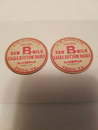 A.  G.  Bartlett Vintage Milk Bottle Caps Eagle Bottom Dairy Fries,  Va Rare
