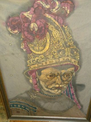 Vtg Mcm Batik Spanish Conquistador Man In The Golden Helmet Rembrandt Style