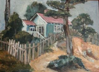 Vintage Oil Impressionist Landscape Painting W/sweet Tiny House