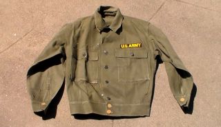 Old Us Ww2 To Korean War Era M - 1942 Herringbone Twill Hbt Fatigue Shirt Size 36r