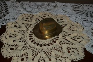 Vintage Brass Cowboy Hat Sculpture Paper Weight / Western Desk Decor