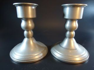 Web Pewter Candle Stick Holders Weighted Pair 5 " Tall