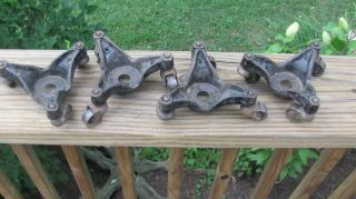 4 Antique/vintage Cast Iron Swivel 3 Wheel Casters