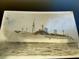 Vintage Ship At Sea U.  S.  S.  Wakefield Rppc Photo Postcard