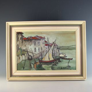 Oil On Board Painting Of A Seaside Village In Southern France
