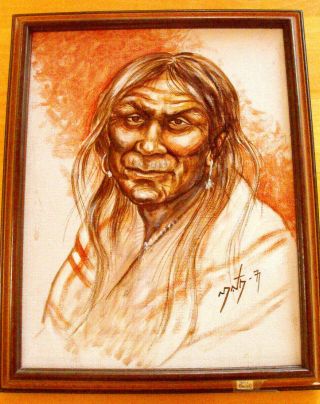 Hopi Native,  Signed Vintage Oil By Neil David Sr.  Famed Az Hopi Artist