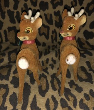Vintage Flocked Fuzzy Felt Christmas Reindeer Deer Adorable (2)