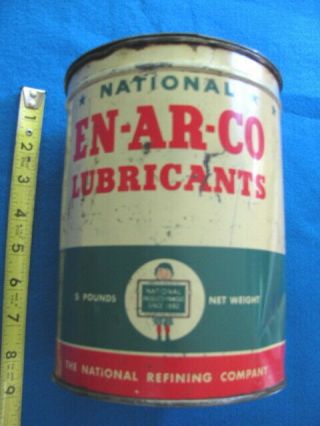 Vintage,  Empty 5 Quart,  National En - Ar - Co Motor Oil Can