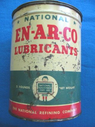 Vintage,  empty 5 QUART,  NATIONAL EN - AR - CO motor oil can 3