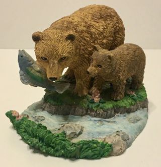 Grizzly Bear Cub Fishing Russ Berrie Limited Edition Figurine Statue Decor