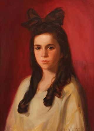SUSAN RICKER KNOX American Portrait Oil Painting Young Girl & Bow 3