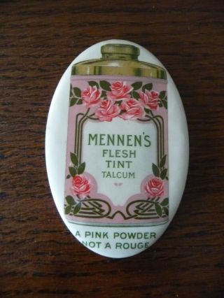 Vintage Advertising Celluloid Pocket Mirror Mennens Flesh Tint Talcum Tin Roses