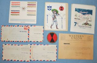 17th Infantry Letter Grouping - Patch,  Letters,  Telegram & More.