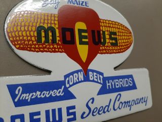 Say Maize Moews Corn Belt Hybrids Seed Company Porcelain Sign Farm Feed Cow Pig