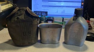 Wwii Us Army Canteen Set - W/ Cover & Cup - - Complete - 1945 Jeff Qmd
