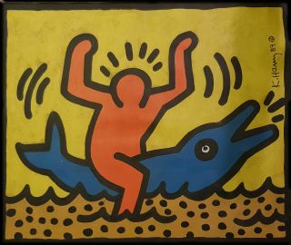 Signed Keith Haring,  Painting On Canvas.  Untitled,  1988,  - Provenance