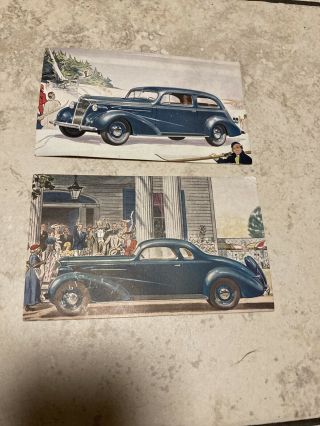 1937 Chevrolet Blue Sport Coupe Dealer Advertising Postcard Set Of 2