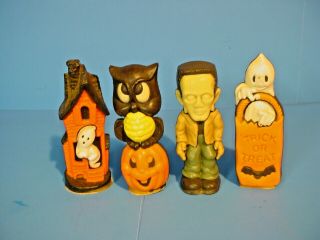 (4) Vintage Wizard Air Freshener Halloween Decorative Wax Figures