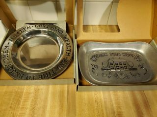 2 Wilton Armetale Pewter Dish/display: Bless This House & Health Plate