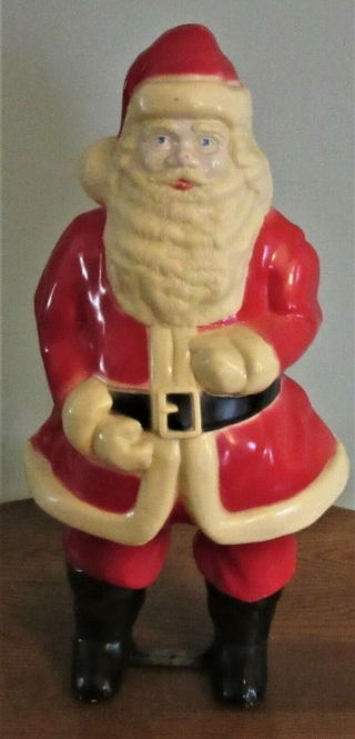 Vintage Plastic Blow Mold 17 1/2 In.  Lighted Santa Claus Figure,  Well