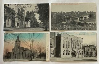 Four Vintage Delphi Indiana Postcards Church Wabash River Bridge Masonic Temple