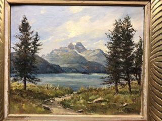 Swiss Artist Gottlieb Wasem (1902 - 1969) Swiss Alps Landscape Oil Painting