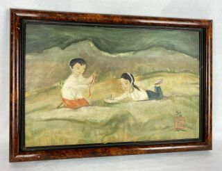 1930 ' s Mai Trung Thu (1906 - 1980) oil painting Vietnamese - French 2