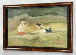 1930 ' s Mai Trung Thu (1906 - 1980) oil painting Vietnamese - French 3